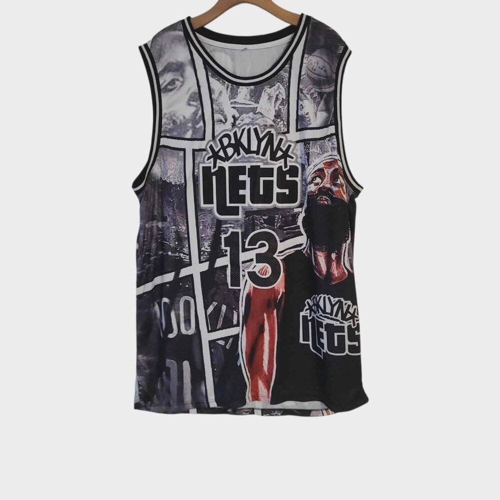 Brooklyn Nets James Harden Jersey Custom Graphic Print Sewn Numbers Mens 3XL‎